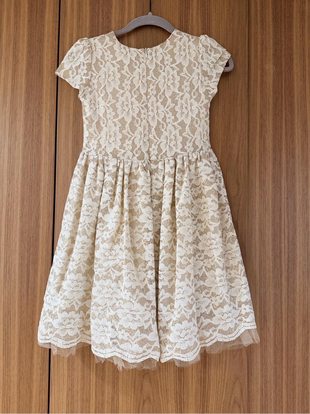 Halabaloo girls Cream and gold Lace A-Line Party Dress
